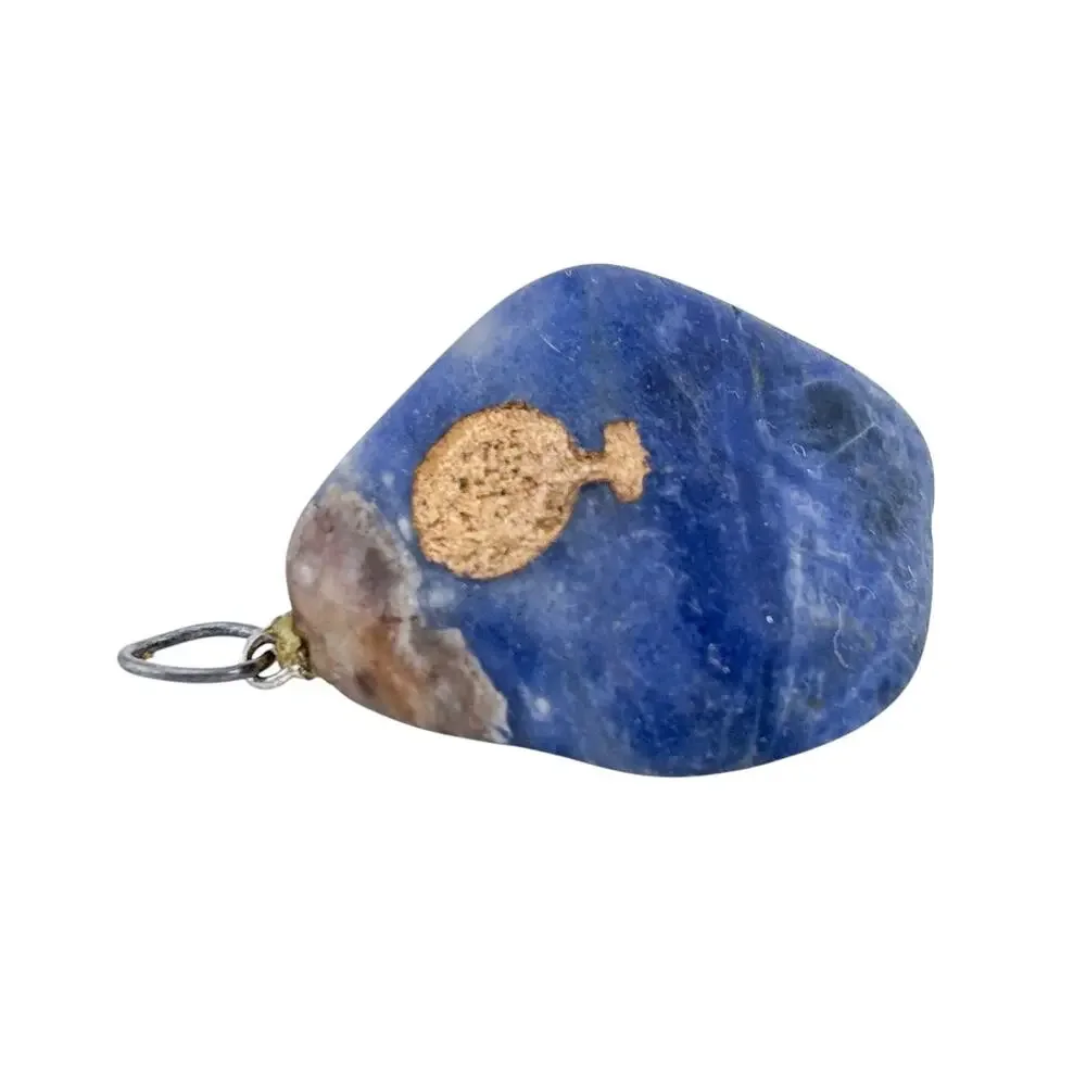 Vintage Silver-Tone Sodalite Tree Symbol Pendant